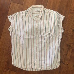 Madewell Central Cotton Shirt Sadie H8275 size xs White rainbow Stripe oversize